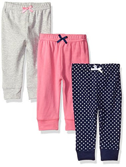 Luvable Friends Baby Girls' 3 Pack Tapered Ankle Pant