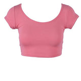Womens Trendy Solid Color Basic Scooped Neck and Back Crop Top