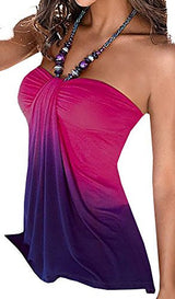 Baifern Women's Halter Off-shoulder Backless Gradient Blouses