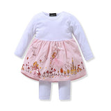 Ferenyi Baby Girls Clothes Suit Cartoon Girl Long-sleeved Dress With Pants Sets