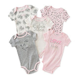 Calvin Klein Baby Girls' Assorted Short Sleeve Bodysuit (Pack of 5)