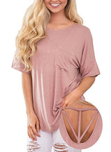 Annflat Women's Summer Solid Short Sleeve Casual Shirts Pocket Blouse Tops(S-2XL)