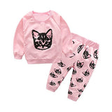 HANYI Baby Kids Set Cats Print Tracksuit +Pants Outfits Set