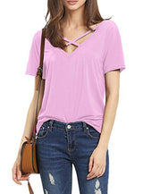 Romastory Women's Summer Tops Bandage V-Neck Casual Girls Tees T Shirt - Free + Shipping