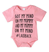 Newborn Baby GOT MY MIND ON MY MOMMY Funny Bodysuits Rompers Outfits Blue