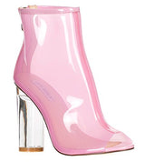 Cape Robbin Benny-1 Open Toe Block Chunky Clear Perspex Heel Ankle Boot Bootie Shoe