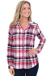 Del Rossa Women's Flannel Shirt, Button-Down Cotton Boyfriend Top