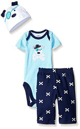 Gerber Baby Boys' 3 Piece Bodysuit, Cap, and Pant Set