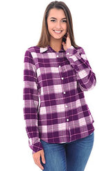 Del Rossa Women's Flannel Shirt, Button-Down Cotton Boyfriend Top