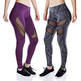TALACCA Womens Active Mesh Yoga Capri Leggings w Pocket - High Waist Tight Workout Pants - Free + Shipping