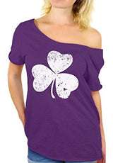 Awkward Styles Women's St. Patricks Day Shamrock Irish Clover Graphic Off Shoulder Tops T shirt