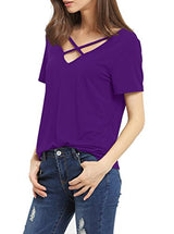 Romastory Women's Summer Tops Bandage V-Neck Casual Girls Tees T Shirt - Free + Shipping