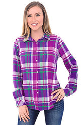 Del Rossa Women's Flannel Shirt, Button-Down Cotton Boyfriend Top