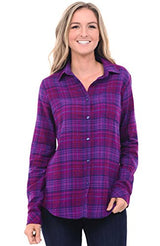 Del Rossa Women's Flannel Shirt, Button-Down Cotton Boyfriend Top