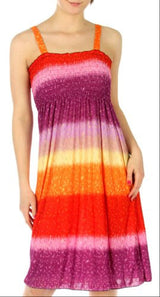 Bright Silky Smooth Smocked Bodice Sun Dress - Assorted Colors