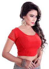 Vibes Designer Full Stitched Stretchable free size Saree Blouse (With Net Sleeves) - Free + Shipping