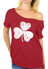 Awkward Styles Women's St. Patricks Day Shamrock Irish Clover Graphic Off Shoulder Tops T shirt