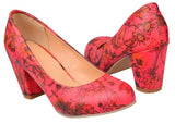 New Fashion Freeshipping  Casual Round toe women shoes  middle thick heel with Print Flower Sexy Shoes Fashion Cool RL775