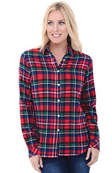 Del Rossa Women's Flannel Shirt, Button-Down Cotton Boyfriend Top
