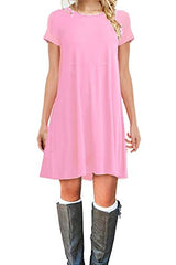 MOLERANI Women's Casual Plain Simple T-shirt Loose Dress
