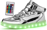 Poppin Kicks Unisex Adults LED Light Up Shoes Men Women Metallic Leather High Top Sneakers