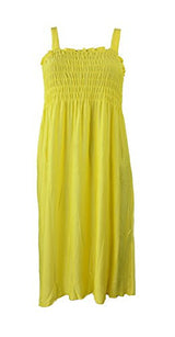 Bright Silky Smooth Smocked Bodice Sun Dress - Assorted Colors