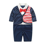 Fairy Baby Newborn Boy's Gentleman Romper Outfit with Bow Tie