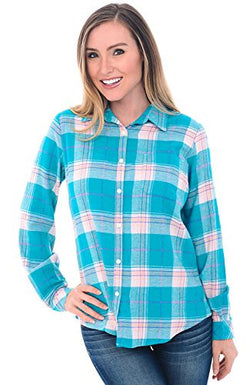 Del Rossa Women's Flannel Shirt, Button-Down Cotton Boyfriend Top