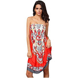Shawhuaa Womens Sexy Vintage Strapless Summer Sun Dress Beachwear