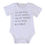 Newborn Baby GOT MY MIND ON MY MOMMY Funny Bodysuits Rompers Outfits Blue