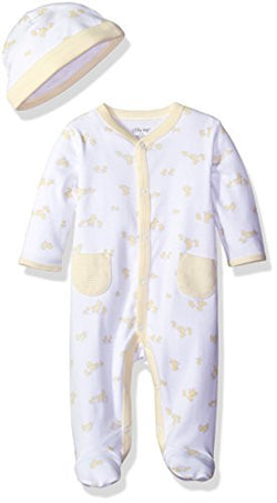 Little Me Unisex Baby 2 Piece Footie and Cap Set