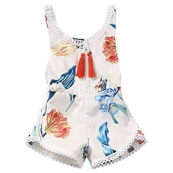 Newborn Baby Girls Ethnic Style Sleeveless Tassels Backless Floral Romper