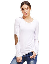 ROMWE Women's Loose Long Sleeve Elbow Patch T-Shirt