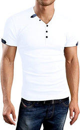 Aiyino Mens Casual V-neck Button Cuffs Cardigan Short Sleeve tShirts