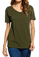 POGTMM Women Long Sleeve/Short Sleeve O-Neck Patchwork Casual Loose T-shirt Blouse Tops