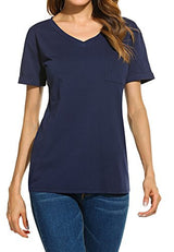 POGTMM Women Long Sleeve/Short Sleeve O-Neck Patchwork Casual Loose T-shirt Blouse Tops