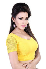 Vibes Designer Full Stitched Stretchable free size Saree Blouse (With Net Sleeves)