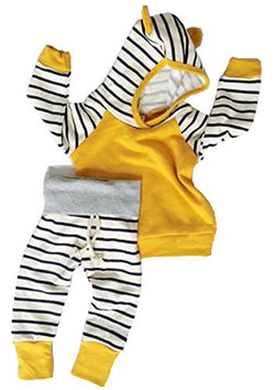 Baby Girls Boys Long Sleeve Hooded Tops + Leggings Trousers Outfits Set Clothes