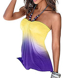 Baifern Women's Halter Off-shoulder Backless Gradient Blouses